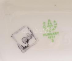 Hollóházi pálinkás készlet, Kézzel festett, jelzett, egy pohár sérült, hat személyes