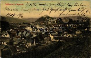 1908 Segesvár, Schässburg, Sighisoara; látkép. W. Nagy kiadása / general view (EB)