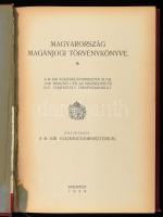 Magyarország magánjogi törvénykönyve. Közzéteszi a M. Kir. Igazságügyminisztérium. Bp., 1928. Kiadói...