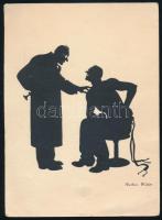 Árnyképpel illusztrált Bayer reklámlap, szign.: Mathias Walter, 17x12,5 cm