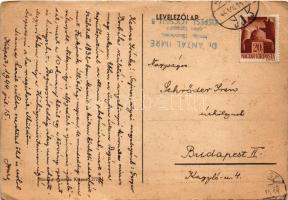 1944 Budapest XIX. Kispest, a M. kir. állami Deák Ferenc Gimnázium épülete. A levél írója a gimnáziu...