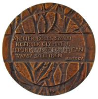 Nagy István János (1938-) DN "A régiek bölcs szavai kísérnek oly híven, lépünk szinte egy majdani tavasz szeleiben - Illyés Gy." bronz emlékérem (98mm) T:AU