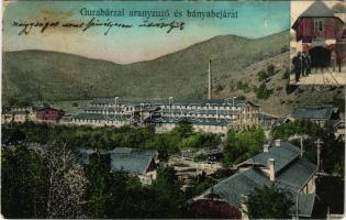 1910 Gurabárza, Barza, Gura-Barza (Kristyor, Criscior); aranyzúzó és bányabejárat. Gedő Manó fényképész felvétele, Dávid és Haltrich kiadása / gold mine (EK)