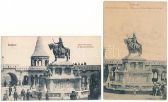 Budapest I. - 2 db RÉGI Szent István szobor képeslap, Halászbástya