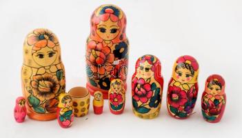 2 db matrjoska baba. több részes, festett fa. 18 cm, 20 cm