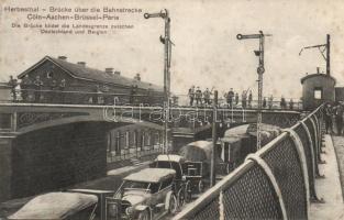 Herbesthal, Brücke über die Bahnstrecke Cöln-Aachen-Brüssel-Paris / railway bridge with automobile shipment (b)