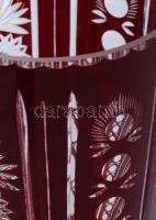 Bordó kristály váza. csiszolt, többrétegű, hibátlan 32 cm