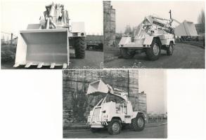 3 db MODERN Dutra magyar gyártású munkagép (gyártva a kispesti Vörös Csillag Traktorgyárban) reklám képeslap / 3 modern Hungarian work machine advertisement card