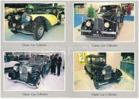 4 db MODERN Classic Car Collection autó képeslap: Voisin, Bugatti, Maybach SW38, Peugeot 201 / 4 modern Classic Car Collection postcards