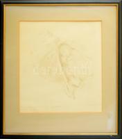 Melocco Miklós (1935-): Tenger rózsaszín, halvány kagylójaként Vénusz születése, 1985. Ceruza, papír...