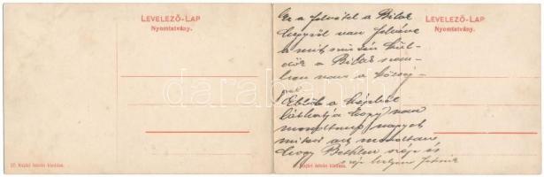 Bethlen, Betlen, Beclean; látkép a Szamos folyóval. 2-részes kihajtható panorámalap, Kajári István k...