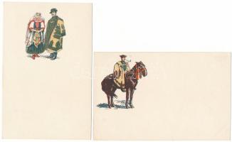 4 db RÉGI magyar népviselet képeslap / 4 pre-1945 Hungarian folklore art postcards
