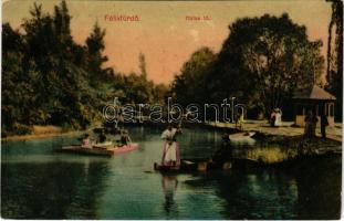 1913 Félixfürdő, Baile Felix; Halastó, csónakázók / lake, rowing boats