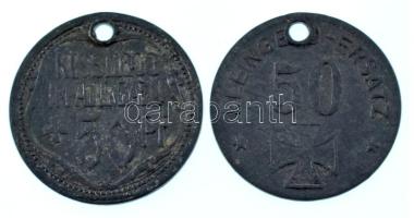 Németország / Weimari Köztársaság / Kisslegg - Allgäu 1918. 50pf Zn szükségpénz + Waldsee 1918. 50pf Zn szükségpénz T:F, lyukasztott, lakkozott Germany / Weimar Republic / Kisslegg - Allgäu 1918. 50 Pfennigs Zn necessity money (notgeld) + Waldsee 1918. 50 Pfennigs Zn necessity money (notgeld) C:F, holed, lacquered