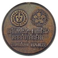 1974. "Bányász-Erdész Barátságért, Telkibnya 1974.IX.27." bronz emlékérem (67mm) T:AU