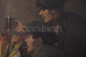 Geiger Richárd (1870-1945): Jelenet hölgyekkel. Olaj, vászon, jelezve jobbra lent 60×80 cm. Apró fel...