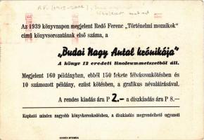 1939 Redő Ferenc (1913-2012) Történelmi mozaikok című könyvsorozatának első száma, a Budai Nagy Anta...