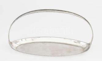 Ezüst (Ag) kínáló kosár jelzett 37 cm, 397 g