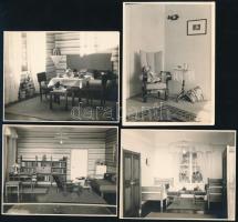 cca 1920-1930 Baushaus lakásbelső, 4 db fotó, 9×11 cm