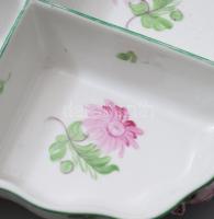 Herendi virág mintás négy rekeszes tartó. Kézzel festett, jelzett, kopással 33x24 cm