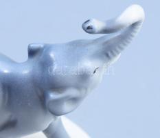 Gránit elefánt, porcelán, jelzett, hibátlan, 13 cm