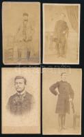 1860-70 Férfi portrék, 4 db keményhátú fotó, jelzés nélkül (feltehetően magyar műtermekből), egyik kissé foltos, részben kopott, 10,5x6 cm körüli méretekben
