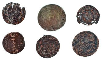 6db-os vegyes korabeli hamis dénár tétel T:F, kitörés