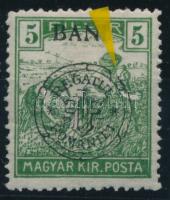 Kolozsvár 1919 Arató 5f hiánnyal a felülnyomatban, Bodor vizsgálójellel