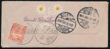 1900 "Üdvözlet Tátra-Lomnicról" havasi gyopár domborított mintával díszített levélboríték