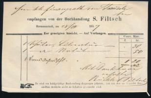 1857 Nagyszeben, Filtsch könyvkereskedés nyugta