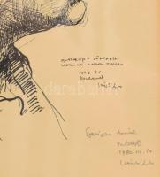 László Gyula (1910-1998): Önarckép tükörben, 1977. Tus, toll, papír, jelezve jobbra lent, László Gyu...