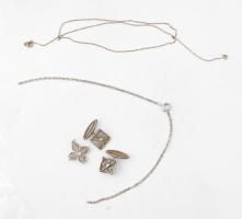 Filigrán ezüst (Ag) mandzsetta, medál + 2 db sérült lánc. össz 20,5 g