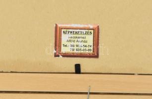 Jelzés nélkül: Pécs, Széchenyi tér télen. Olaj, karton, dekoratív fakeretben, 19×31,5 cm