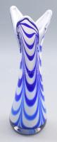 Kék hullámos váza. Cseh hutaüveg, anyagában színezett, hibátlan 33 cm