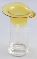Lötz jellegű design váza. Anyagában színezett hutaüveg, hibátlan 17 cm
