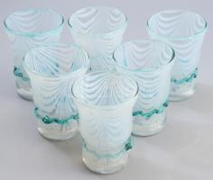 6 db hutaüveg pohár. Anyagában színezett száldíszítéses. hibátlan 10 cm