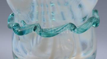 6 db hutaüveg pohár. Anyagában színezett száldíszítéses. hibátlan 10 cm