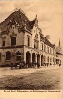 Nagyszeben, Hermannstadt, Sibiu; K. ung. Post-, Telegraphen- und Telephonamt / M. kir. posta, távirda és telefon hivatal. Verlag d. Buchh. G. A. Seraphin. Lichtdruck v. Jos. Drotleff / post, telegraph and telephone office