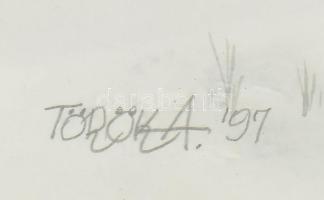 Török András Mátyás (1941-2022): Fácánok (vadászat témájú festmény). Akvarell, papír, jelezve jobbra...