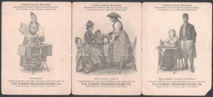 1898-1899 ,,The American Singer Series" Singer varrógép gyűjtőkártyák, 6 db, az egyik oldalon m...