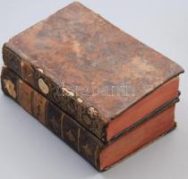 [Baerenkopf Ignác (1741-1809)] Methodus recte gubernandi parochiam et dirigendi animas in s. tribunali poenitentiae. I-II. köt. Hozzákötve a 2. kötethez: Analytica expositio tenorum investiturae parochialis... Hozzákötve a 2. kötethez: [Fuchs Xavér Ferenc (1744-1807)]: Moralis philosophiae Christianae de virtutibus, et vitiis tractatus pro omnibus, qui de his in Christianorum sensu genuino cum nexu recentioris philosophiae rationalis principiorum sanorum scientificam cognitionem sibi comparare, aut comparatam profiteri volunt. Contra sciolos. [Két kötetben kötve.]  Tyrnaviae [Nagyszombat] - Posonii [Pozsony], 1803 - 1802.,Typis Venceslai Jelinek, Priv.Typographi - Typis Joan. Micahelis Landerer de Füskút, 1 t. +6+594+6 p.; 1 t. +4+384+8;+71;+VIII+208+1 p. Latin nyelven. Korabeli egészbőr-kötésekben, kopott borítókkal, a gerinceken sérülésekkel, az I. kötet végén néhány lapon szúrágta kis lyukakkal, az I. kötet címlapján satírozással, az I. kötet elején possessori névbejegyzéssel: Nicolai Mikó.