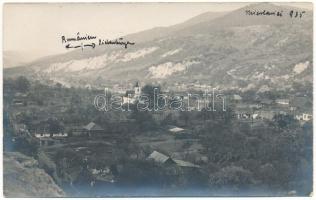 1917 Sósmező, Poiana Sarata; a falu látképe a leégett templommal / general view, damaged church. photo (kopott sarkak / worn corners)