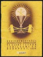 1938 XXXIV. Nemzetközi Eucharisztikus Kongresszus és Szent István jubileumi év, Budapest, 1938. Igazolványfüzet. Bp., Pallas-ny., 32 p. Az első 3 oldalon található vasúti szelvényeket felhasználták, a többi kedvezményes szelvény hiánytalanul megvan. Kiadói tűzött papírkötés, kissé foltos.