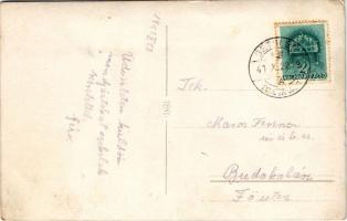 1940 Dés, Dej; Református templom, Hungária szálloda, kávéház és étterem / Calvinist church, hotel, ...