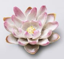 Herendi lótusz. Kézzel festett, jelzett, sérülésekkel d: 12 cm