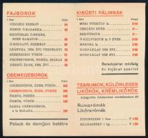 cca 1936 Ringwald Alfréd, Bp. Práter utcai italkereskedő bor, pálinka árlistája art deco stílusú kih...