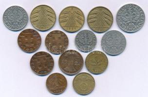Lengyelország 1923. 10gr - 50gr (4db,3xklf) + Ausztria 1924-1937. 1gr - 2gr (4xklf) + Németország 1924-1950. 2pf - 10pf (6xklf), közte Német Harmadik Birodalom 1938. 5pf Al-bronz T:VF Poland 1923. 10 Groszy - 50 Groszy (4pcs,3xdiff) + Austria 1924-1937. 1 Groschen - 2 Groschen (4xdiff) + Germany 1924-1950. 2 Pfennigs - 10 Pfennigs (6xdiff), including German Third Reich 1938. 5 Reichspfennig Al-bronze C:VF