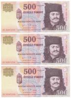 2006. 500Ft "A forradalom 50. évfordulója 1956. október 23." (3x) sorszámkövetők "EC 3287233 - EC 3287235" T:AU, hullámos papír Adamo F54E