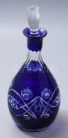 Kék kristály flaska. hozzá fehér üveg dugó. Hibátlan 25 cm