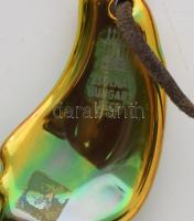 Zsolnay eozin medálos bőr nyaklánc jelzett hibátlan 4 cm